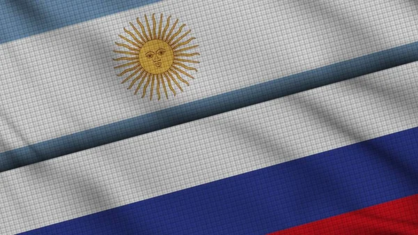 アルゼンチンとロシアの旗 波織物 速報ニュース 政治外交危機の概念 3Dイラスト — ストック写真