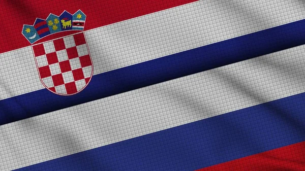 2015 Croatia Russia Flags Together Wavy Fabric Breaking News Political — 스톡 사진