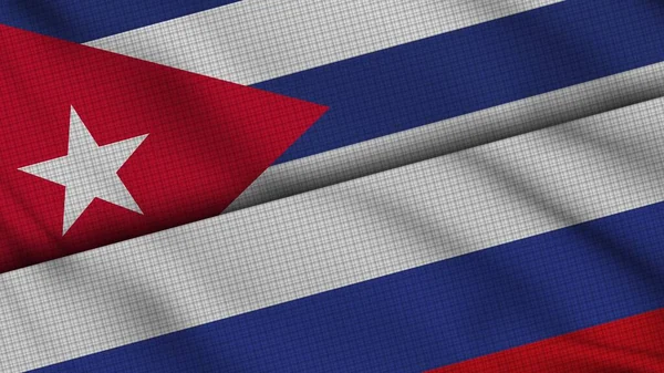 Cuba Russia Bandiere Insieme Tessuto Ondulato Breaking News Concetto Crisi — Foto Stock