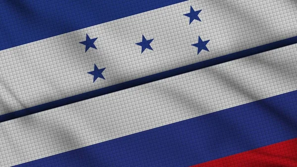 Honduras Rusia Banderas Juntas Tela Ondulada Noticias Actualidad Concepto Crisis — Foto de Stock