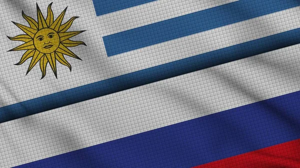 Uruguay Rusia Banderas Juntas Tela Ondulada Noticias Actualidad Concepto Crisis —  Fotos de Stock