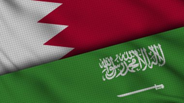 Bahreyn ve Suudi Arabistan Bayrakları Birlikte, Dalgalı Kumaş, Son Dakika Haberleri, Siyasi Diplomasi Krizi Konsepti, 3D İllüstrasyon