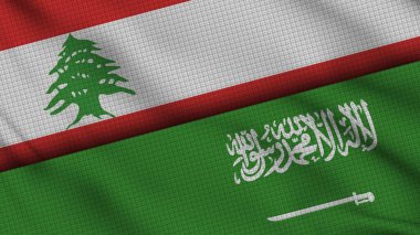 Lübnan ve Suudi Arabistan Bayrakları Birlikte, Dalgalı Kumaş, Son Dakika Haberleri, Siyasi Diplomasi Krizi Konsepti, 3D İllüstrasyon