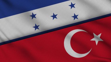 Honduras ve Türkiye Bayrakları Birlikte, Dalgalı Kumaş, Son Dakika Haberleri, Siyasi Diplomasi Krizi Konsepti, 3D Görüntü