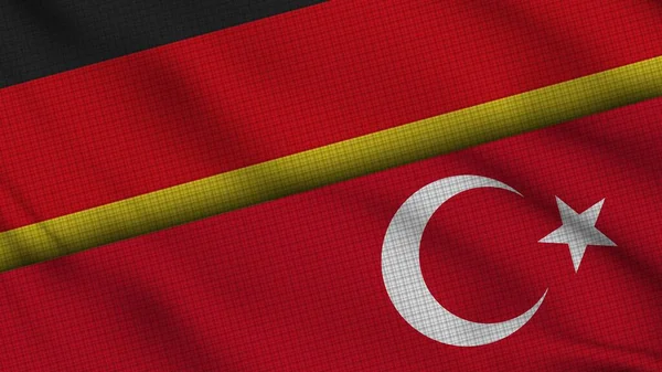 Alemania Turquía Banderas Juntas Tela Ondulada Noticias Actualidad Concepto Crisis — Foto de Stock