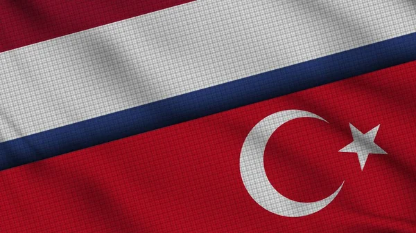Hollanda ve Türkiye Bayrakları Birlikte, Dalgalı Kumaş, Son Dakika Haberleri, Siyasi Diplomasi Krizi Konsepti, 3D İllüstrasyon