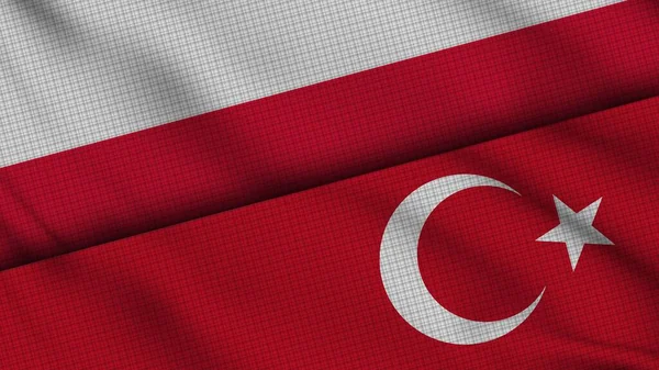 Lengyelország Törökország Zászlók Együtt Wavy Fabric Breaking News Politikai Diplomácia — Stock Fotó