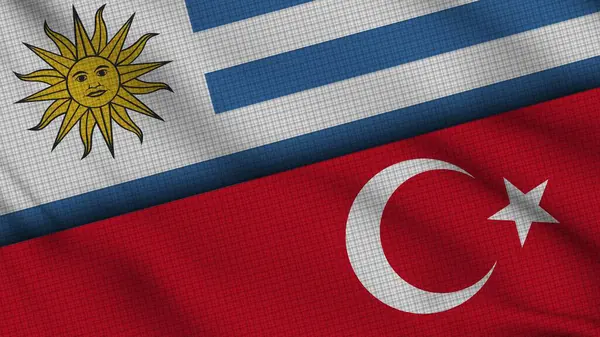 Uruguay Turkije Samen Vlaggen Wavy Fabric Breaking News Crisisconcept Voor — Stockfoto