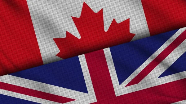 Канада Великобритания Флаги Вместе Волнистая Ткань Срочные Новости Концепция Политического — стоковое фото