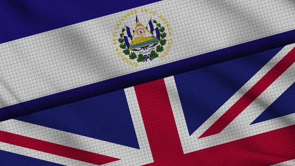 Σαλβαδόρ Και Ηνωμένο Βασίλειο Σημαίες Μαζί Κυματιστό Ύφασμα Breaking News — Φωτογραφία Αρχείου