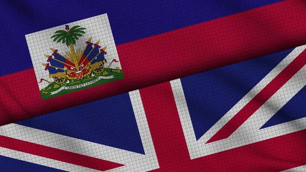 Αϊτή Και Ηνωμένο Βασίλειο Σημαίες Μαζί Κυματιστό Ύφασμα Breaking News — Φωτογραφία Αρχείου