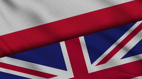 Poland United Kingdom Flags Together Wavy Fabric Breaking News Political — Stock Photo, Image