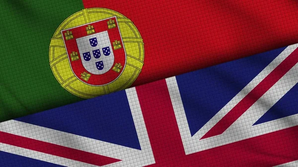 Portugal Reino Unido Banderas Juntas Tela Ondulada Noticias Actualidad Concepto — Foto de Stock