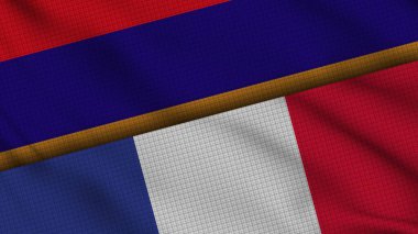 Ermenistan ve Fransa Bayrakları Birlikte, Dalgalı Kumaş, Son Dakika Haberleri, Siyasi Diplomasi Krizi Konsepti, 3D İllüstrasyon