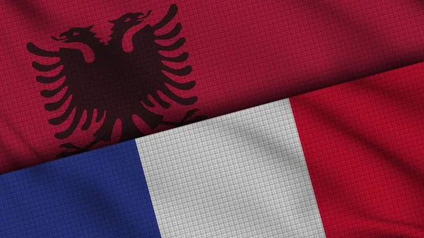 2015 Albania France Flags Together Wavy Fabric Breaking News Political — 스톡 사진