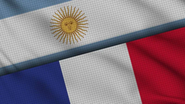 Αργεντινή Και Γαλλία Σημαίες Μαζί Κυματιστό Ύφασμα Έκτακτη Είδηση Πολιτική — Φωτογραφία Αρχείου