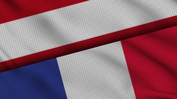 Austria France Flags Together Wavy Fabric Breaking News Political Diplomacy — Stock Photo, Image