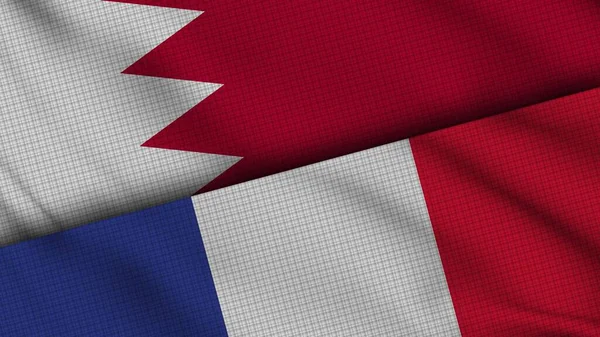 Флаги Бахрейна Франции Вместе Волнистая Ткань Срочные Новости Концепция Политического — стоковое фото