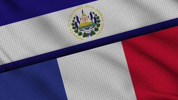 Bandeiras Salvador França Juntas Tecido Ondulado Notícias Última Hora Conceito — Fotografia de Stock