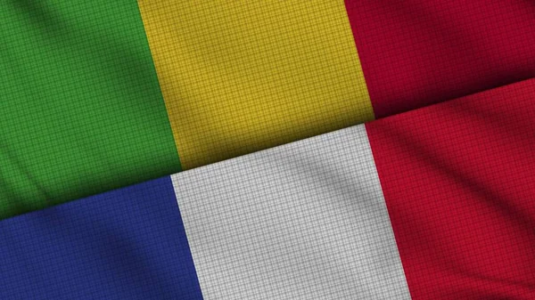 Mali Francja Flagi Razem Wavy Fabric Najnowsze Wiadomości Koncepcja Dyplomacji — Zdjęcie stockowe