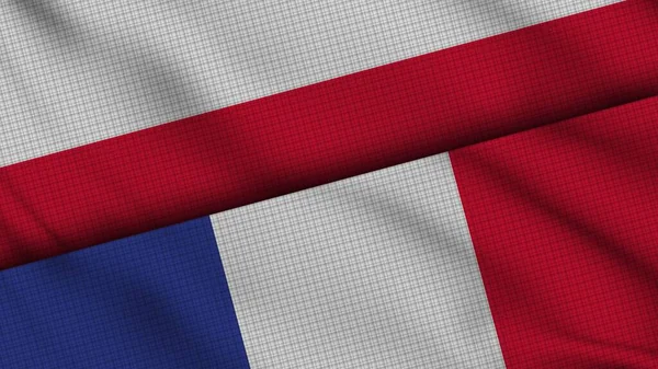 Poland France Flags Together Wavy Fabric Breaking News Political Diplomacy — стокове фото