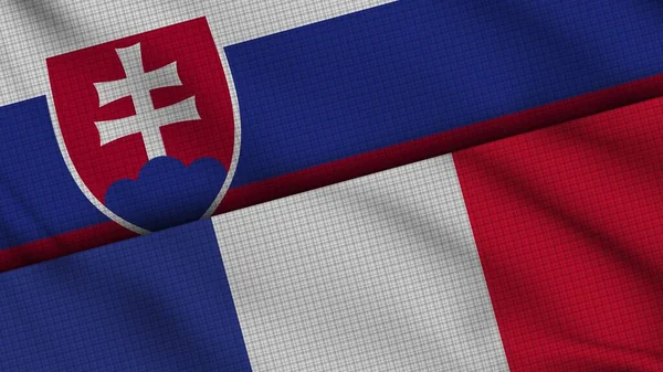 Slovakia France Flags Together Wavy Fabric Breaking News Political Diplomacy — Stock Photo, Image