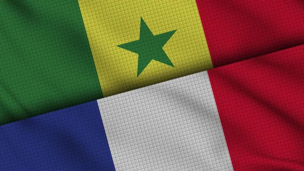 Senegal Francia Banderas Juntas Tela Ondulada Noticias Actualidad Concepto Crisis —  Fotos de Stock