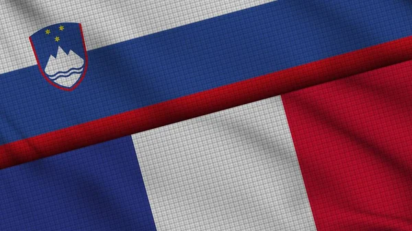 Slovenien Och Frankrike Flaggor Tillsammans Vågigt Tyg Breaking News Politisk — Stockfoto