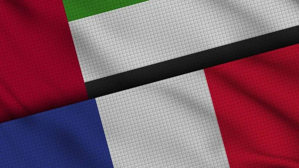 Vereinigte Arabische Emirate Und Frankreich Flaggen Zusammen Welliges Gewebe Aktuelle — Stockfoto