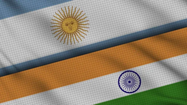 アルゼンチンとインドの国旗 波織物 速報ニュース 政治外交危機の概念 3Dイラスト — ストック写真