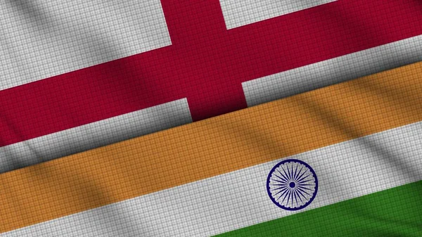 İngiltere ve Hindistan Bayrakları Birlikte, Dalgalı Kumaş, Son Dakika Haberleri, Siyasi Diplomasi Krizi Konsepti, 3D İllüstrasyon