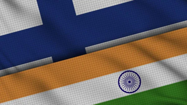 Finnország India Zászlók Együtt Wavy Fabric Breaking News Politikai Diplomácia — Stock Fotó