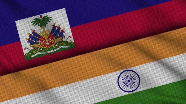 Αϊτή Και Ινδία Σημαίες Μαζί Κυματιστό Ύφασμα Έκτακτη Είδηση Πολιτική — Φωτογραφία Αρχείου