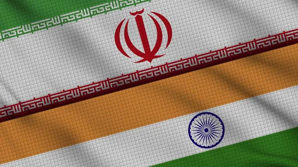 Iran Und Indien Flaggen Zusammen Welliges Gewebe Aktuelle Nachrichten Krisenkonzept — Stockfoto