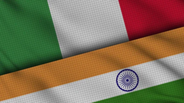 Itálie Indie Vlajky Společně Vlnitá Tkanina Průlomové Zprávy Koncepce Politické — Stock fotografie