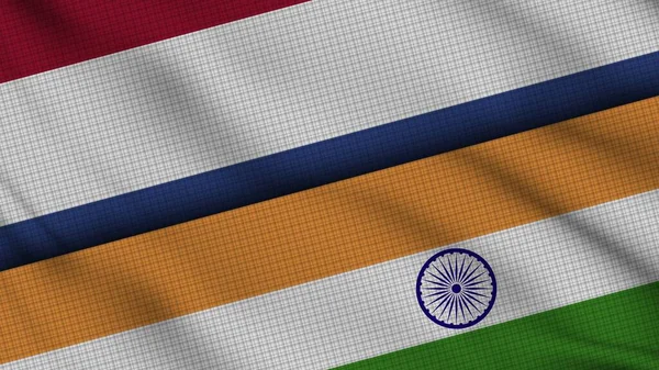 Nizozemí Indie Vlajky Společně Vlnitá Tkanina Průlomové Zprávy Koncepce Politické — Stock fotografie