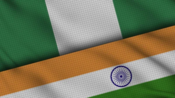 Nigérie Indie Vlajky Společně Vlnitá Tkanina Průlomové Zprávy Koncepce Politické — Stock fotografie