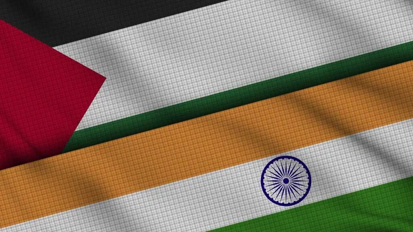 Palesztina India Zászlók Együtt Wavy Fabric Breaking News Politikai Diplomácia — Stock Fotó