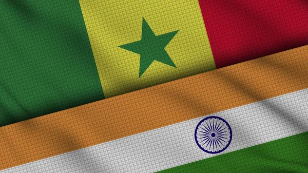 Senegal India Banderas Juntas Tela Ondulada Noticias Actualidad Concepto Crisis —  Fotos de Stock