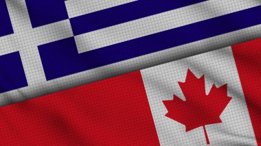 Yunanistan ve Kanada Bayrakları Birlikte, Dalgalı Kumaş, Son Dakika Haberleri, Siyasi Diplomasi Krizi Konsepti, 3D İllüstrasyon