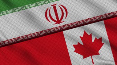 İran ve Kanada Bayrakları Birlikte, Dalgalı Kumaş, Son Dakika Haberleri, Siyasi Diplomasi Krizi Konsepti, 3D İllüstrasyon