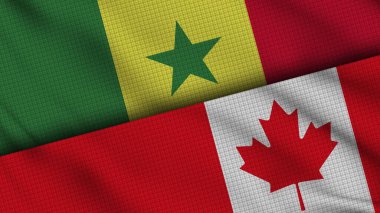 Senegal ve Kanada Bayrakları Birlikte, Dalgalı Kumaş, Son Dakika Haberleri, Siyasi Diplomasi Krizi Konsepti, 3D İllüstrasyon