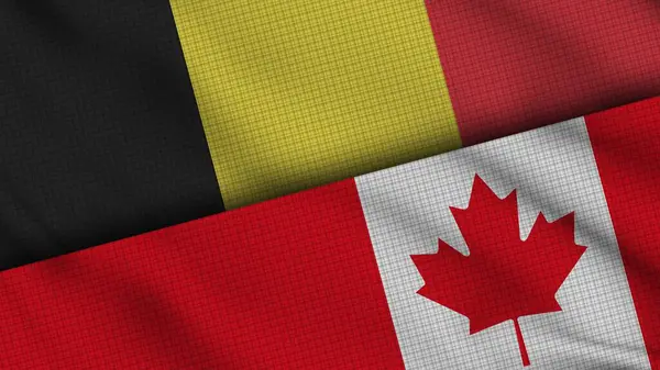 Belgien Und Kanada Flaggen Zusammen Welliges Gewebe Aktuelle Nachrichten Krisenkonzept — Stockfoto