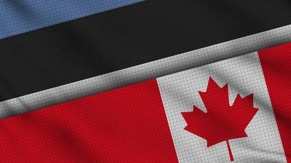 Estonie Canada Drapeaux Ensemble Tissu Ondulé Dernières Nouvelles Concept Crise — Photo