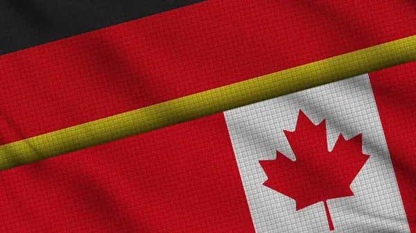 Deutschland Und Kanada Flaggen Zusammen Welliges Gewebe Aktuelle Nachrichten Krisenkonzept — Stockfoto