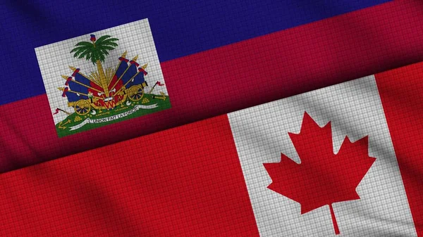 Αϊτή Και Καναδάς Σημαίες Μαζί Κυματιστό Ύφασμα Έκτακτη Είδηση Πολιτική — Φωτογραφία Αρχείου