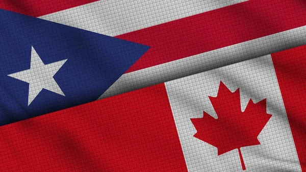 Puerto Rico Canadá Banderas Juntas Tela Ondulada Noticias Actualidad Concepto — Foto de Stock
