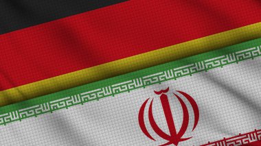 Almanya ve İran Bayrakları Birlikte, Dalgalı Kumaş, Son Dakika Haberleri, Siyasi Diplomasi Krizi Konsepti, 3D İllüstrasyon