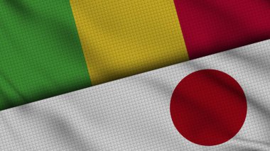 Mali ve Japonya Bayrakları Birlikte, Dalgalı Kumaş, Son Dakika Haberleri, Siyasi Diplomasi Krizi Konsepti, 3D İllüstrasyon