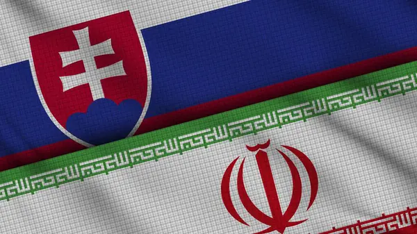 Słowacja Iran Flagi Razem Wavy Fabric Najnowsze Wiadomości Koncepcja Dyplomacji — Zdjęcie stockowe